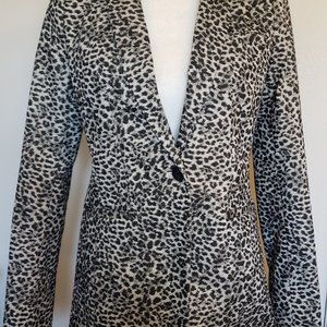 Banana Republic Black & Silver Metallic Animal Print Blazer